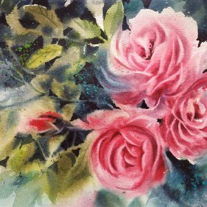 Cheerful Roses Beautiful Original watercolor painting of Roses, handmade artwork, floral home décor A3