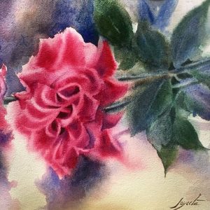 Delightful Beautiful Original watercolor painting of  Pink Rose , handmade artwork, floral home décor