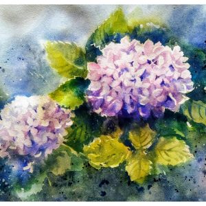 Gorgeous Blue Hydrangeas ,Original watercolor painting , artwork, floral home décor