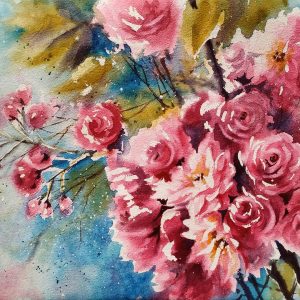 Beautiful Original watercolor painting of  Sakura blossoms(Cherry blossoms) , handmade artwork, floral home décor